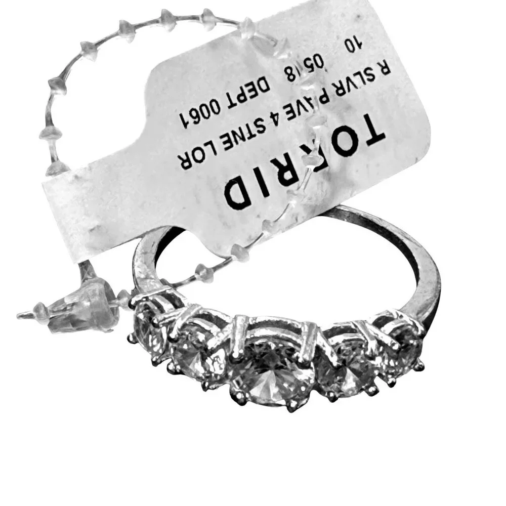 Torrid Rings Pave 4 Stone + Multi Textured Pave Set Silver Rose Gold‎ Size 10